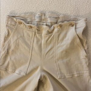 Anthropologie Cream Wide Leg Jeans 34 Tall